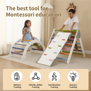 Pikler Triangle Set 5 in 1, Montessori Climbing Set for Toddlers Indoor