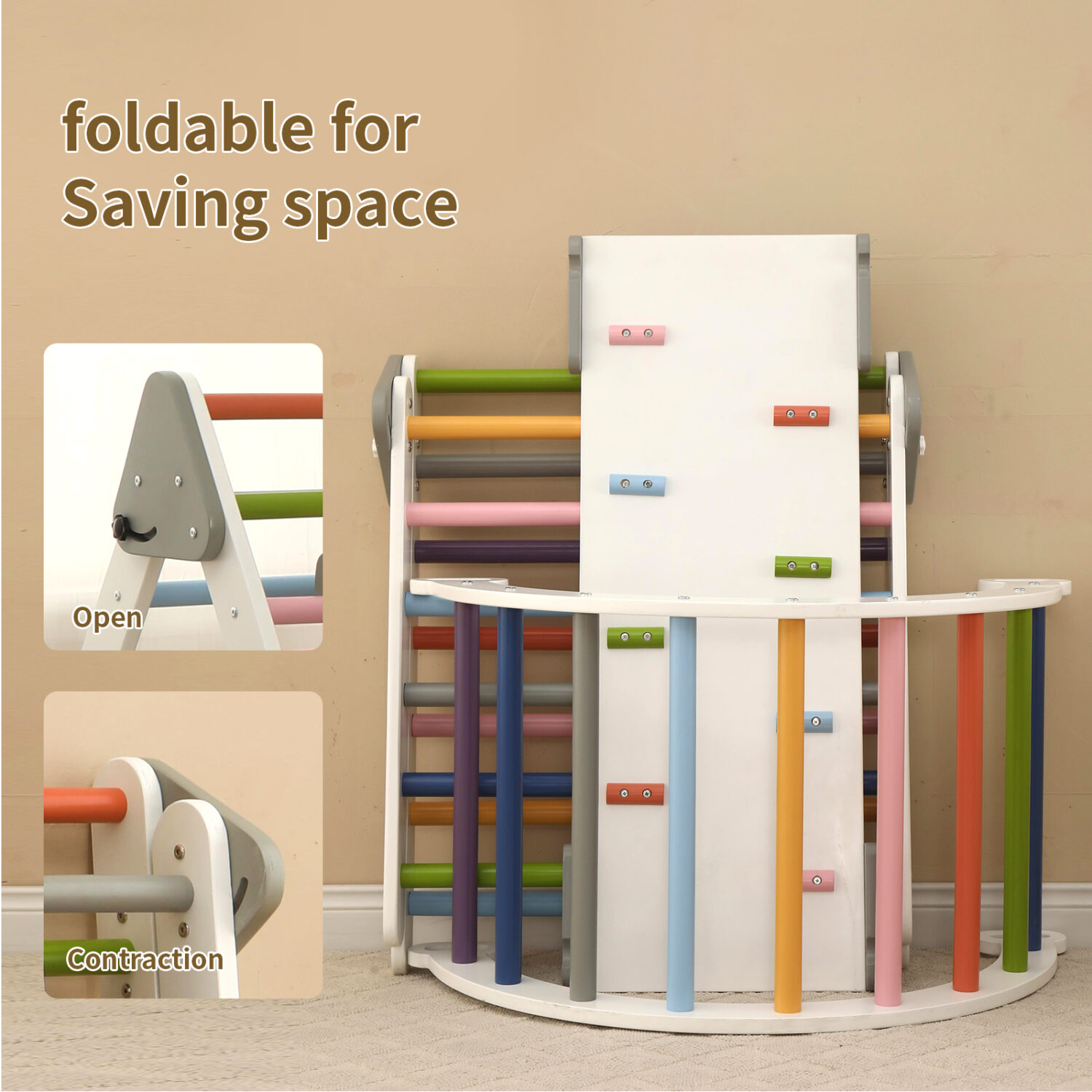 Pikler Triangle Set 5 in 1, Montessori Climbing Set for Toddlers Indoor - Image 5