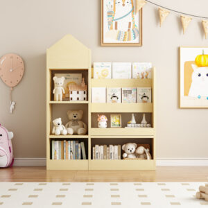 Kids Wooden Bookshelf Toy Storage Organizer with Bookcase