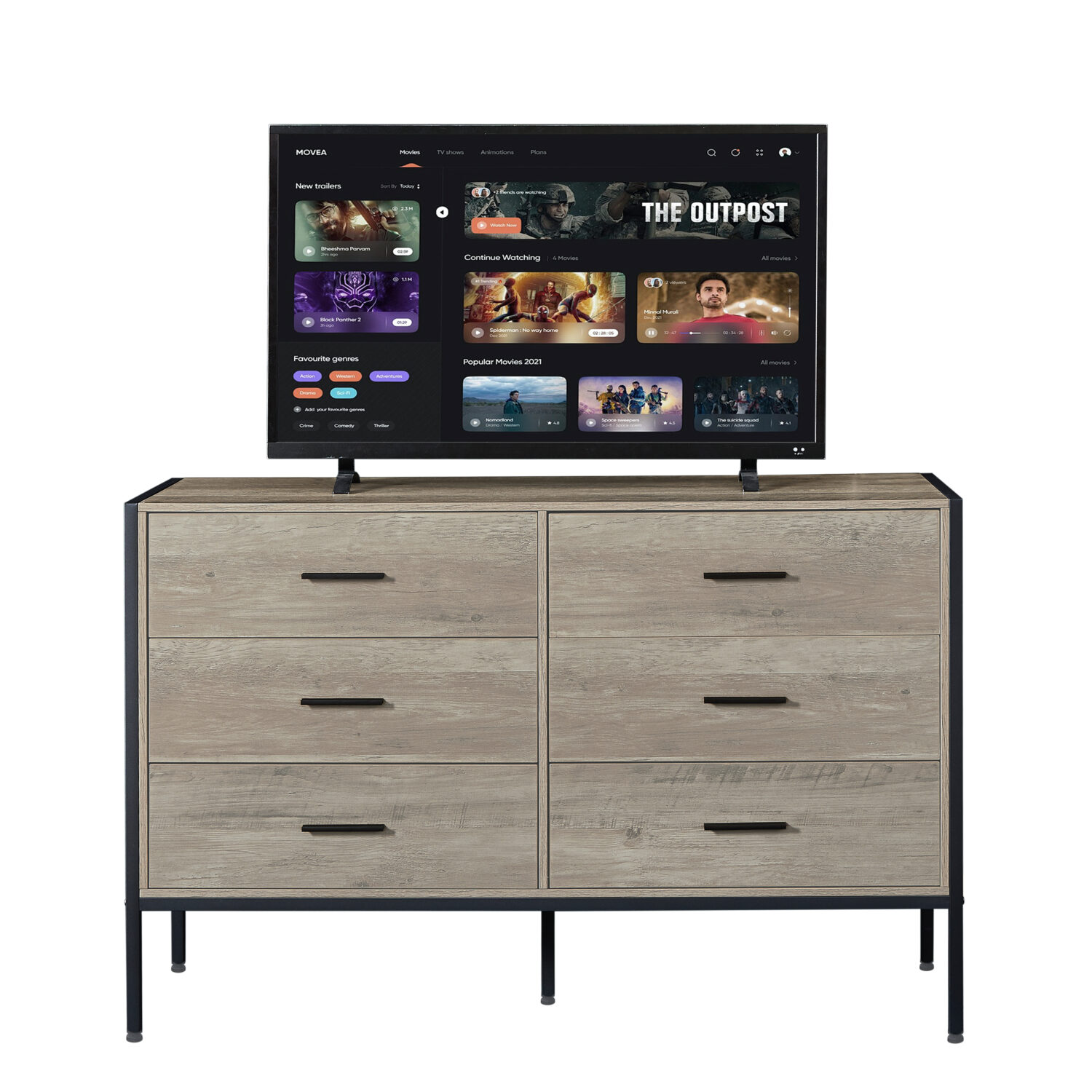 Wood Dresser with 6 Drawers - Image 2