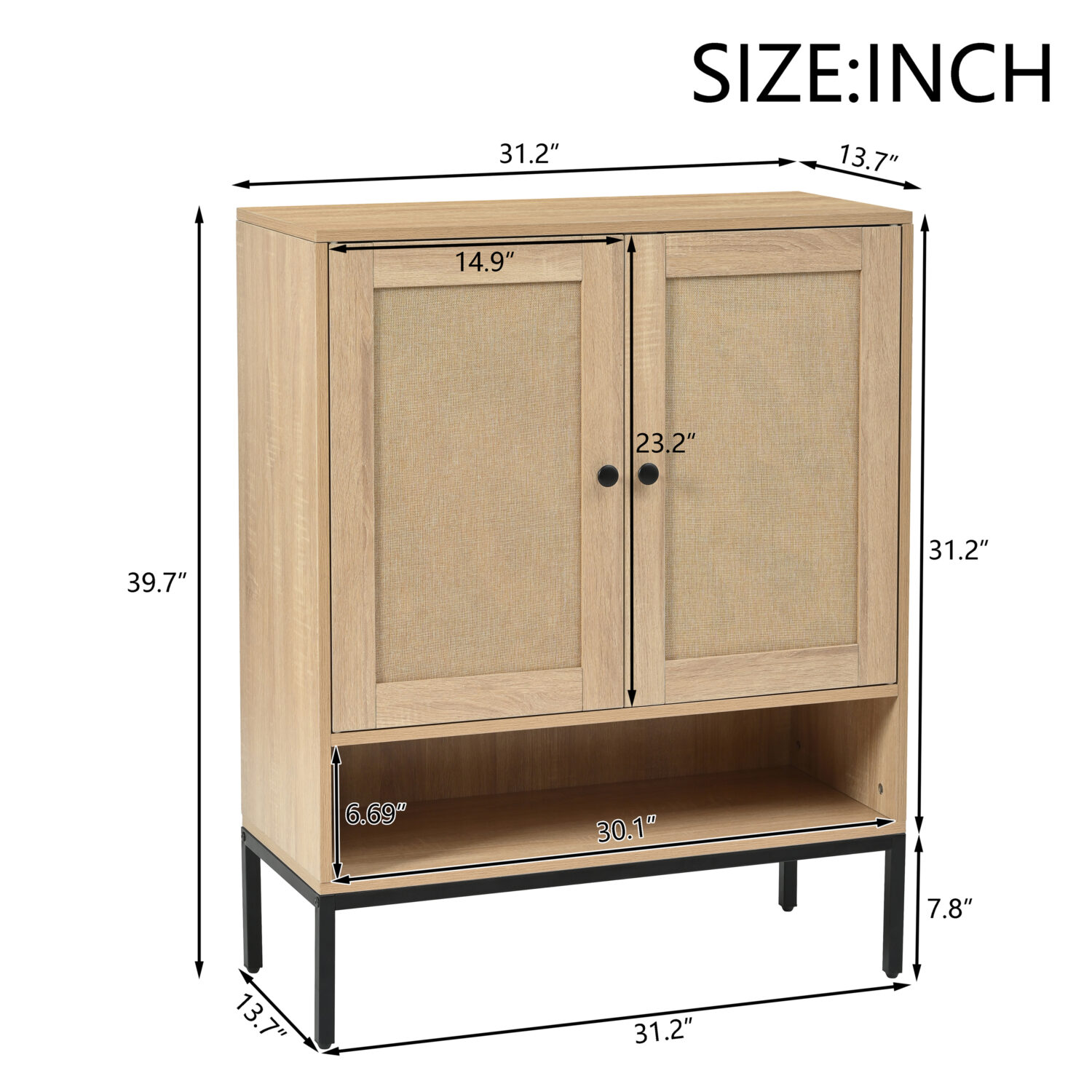 Rattan Shoe Cabinet with Adjustable Shelves - Image 3