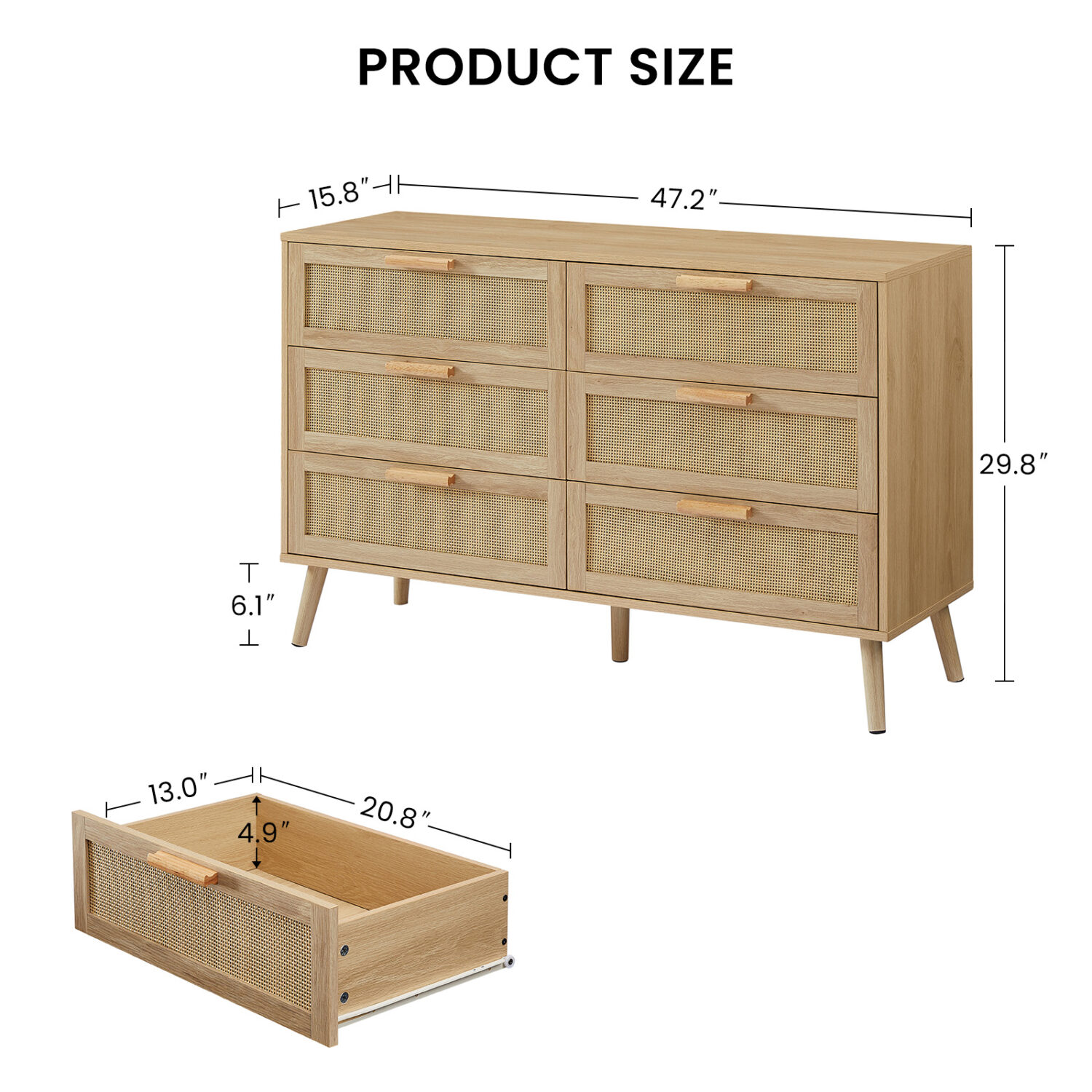 6 Double Dresser with rattan drawers - Image 3
