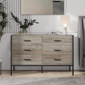 Wood Dresser with 6 Drawers